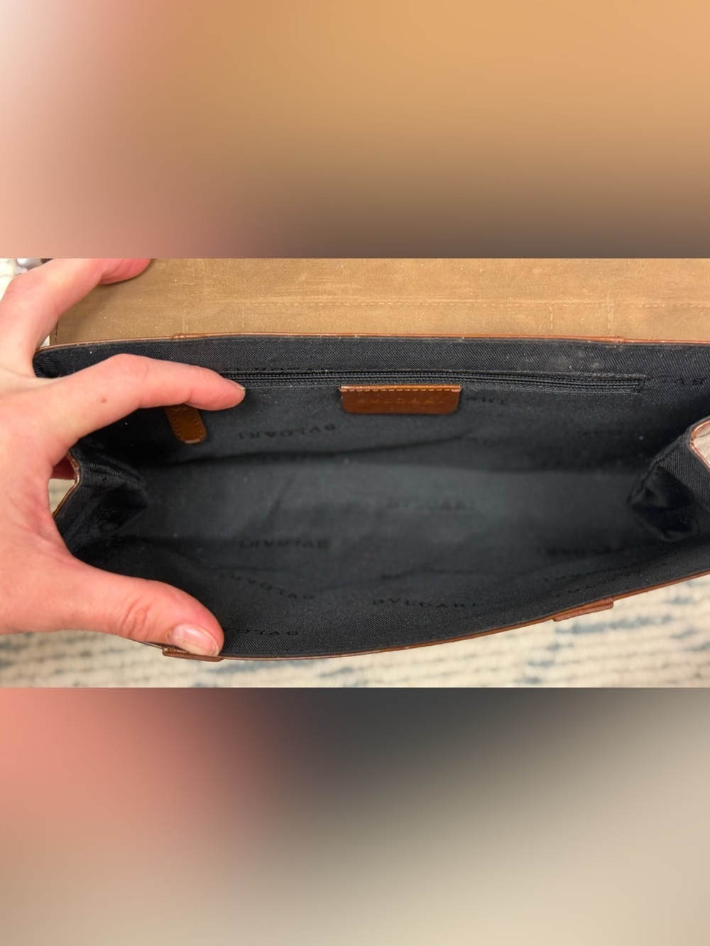 BVLGARI Vintage Y2K Brown Patent Leather & Suede Flap Shoulder Bag/Baguette - Picture 13 of 16